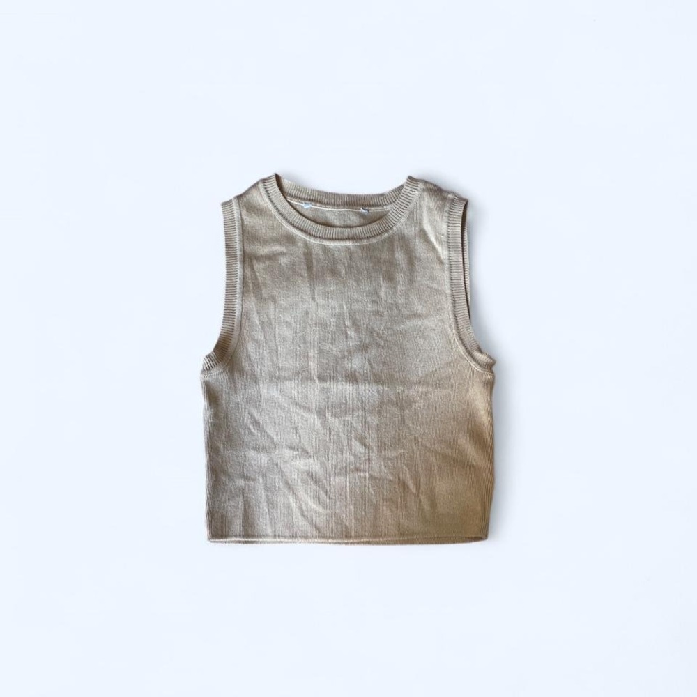 Tan knit cropped‎ tank top size S